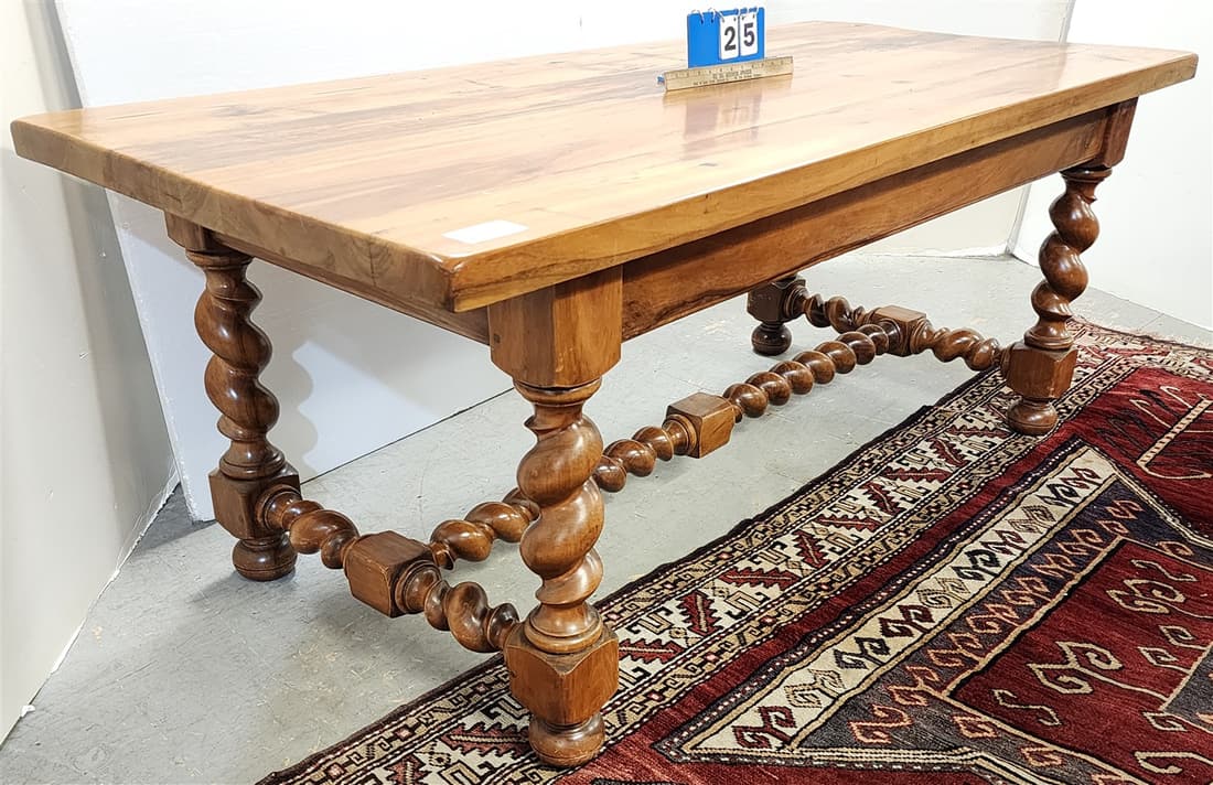 LOUIS XIII STYLE BARLEY TWIST WALNUT FARM TABLE 29 1/2"H X 75"L X 34 1/2"W (1 of 7)