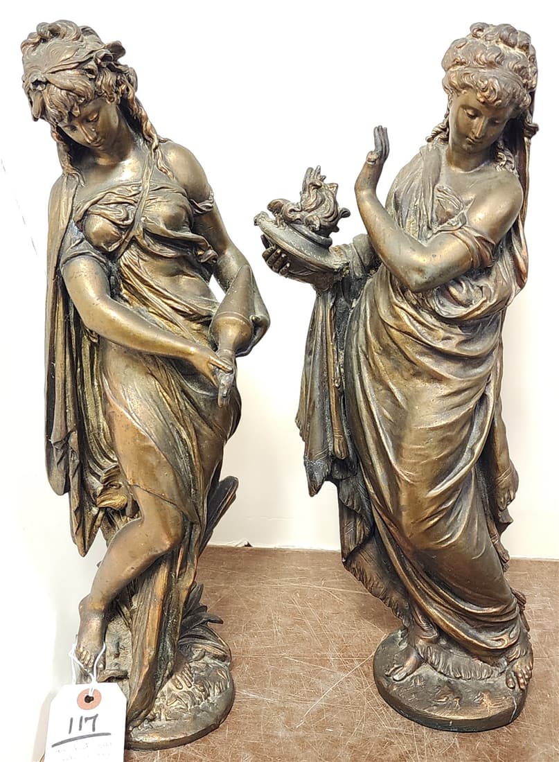 PR. VICT. GILT WHITE METAL CLASSICAL FIGURES 17 1/2" (1 of 4)