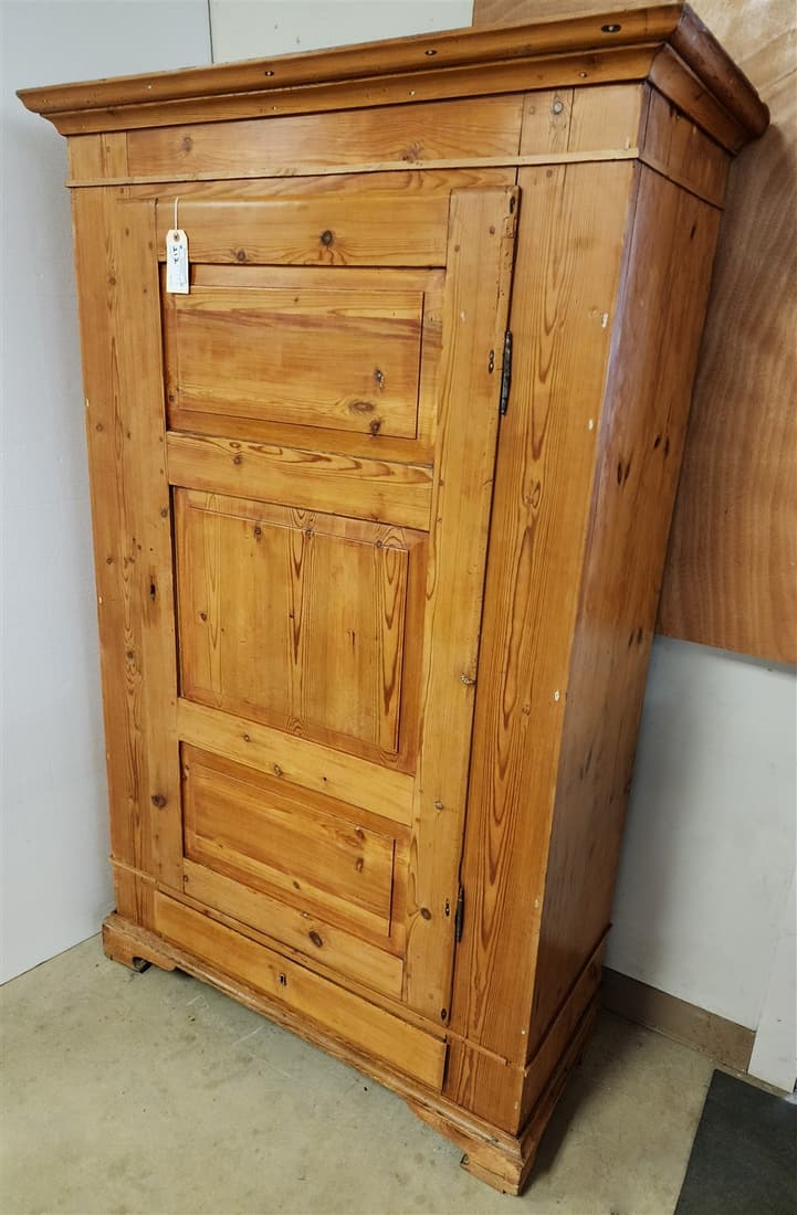 19TH C PINE ARMOIRE 1 DOOR OVER 1 DRAWER 6'H X 45"W X 20"D (1 of 3)