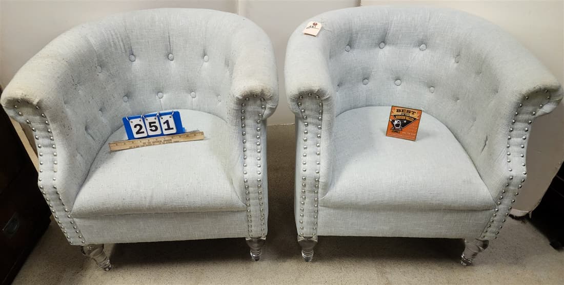 PR UPHOLS CHAIRS W/LUCITE FEET 29"H X 29"W X 20"D (1 of 3)