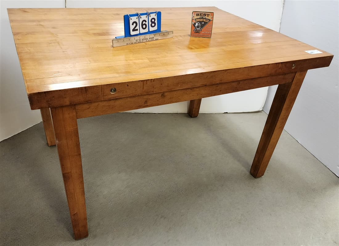 BUTCHER CLOCK TOP TABLE 30"H X 4'W X 36-1/2"D (1 of 6)