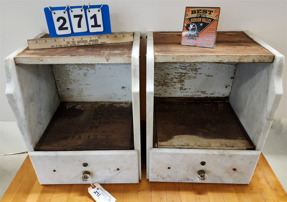 PR J LEVIN NYC BARBER FIXTURES MARBLE 1 DRAWER BARBER FIXTURES 17"H X 14"W X 12-1/2"D (1 of 7)