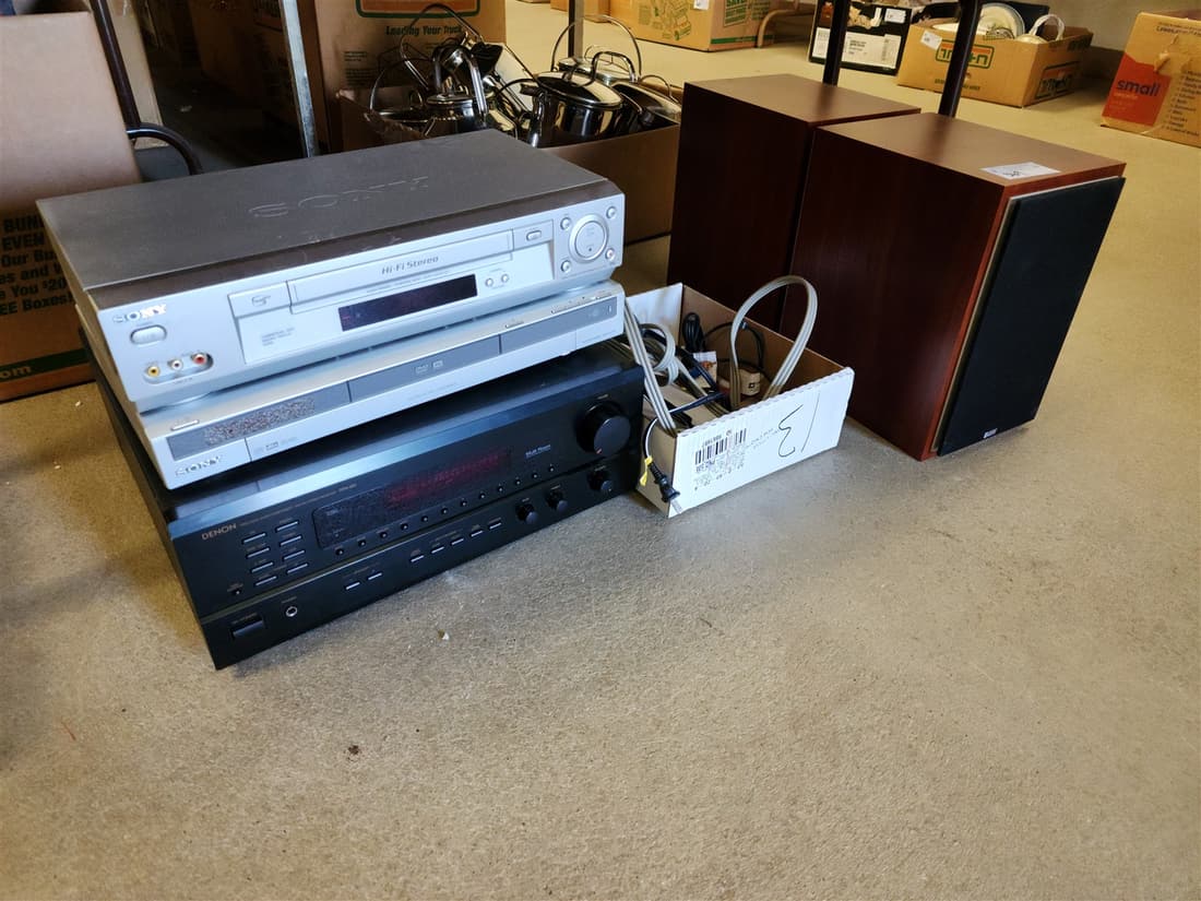 STEREO EQUIP DENON RECEIVER, SONY DVD PLAYER, SONY VIDEO CASSETTE RECORDER, PR B&W SPEAKERS (1 of 4)