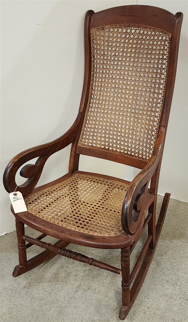 19TH C CANEBACK AND SEAT ROCKER (1 of 3)