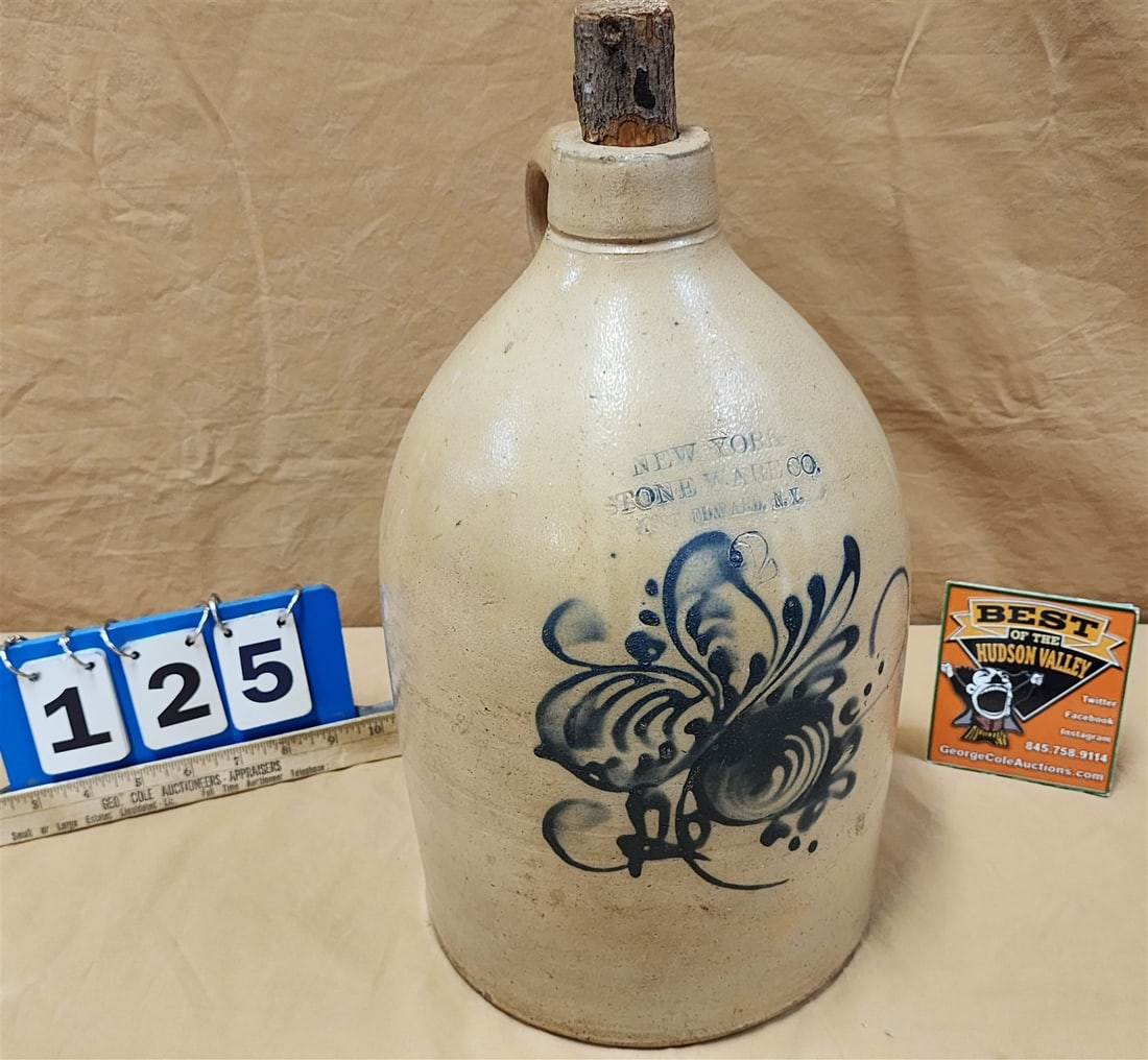 2 GAL STONEWARE BLUE DEC JUG NY STONEWARE CO FORT EDWARD NY (1 of 7)