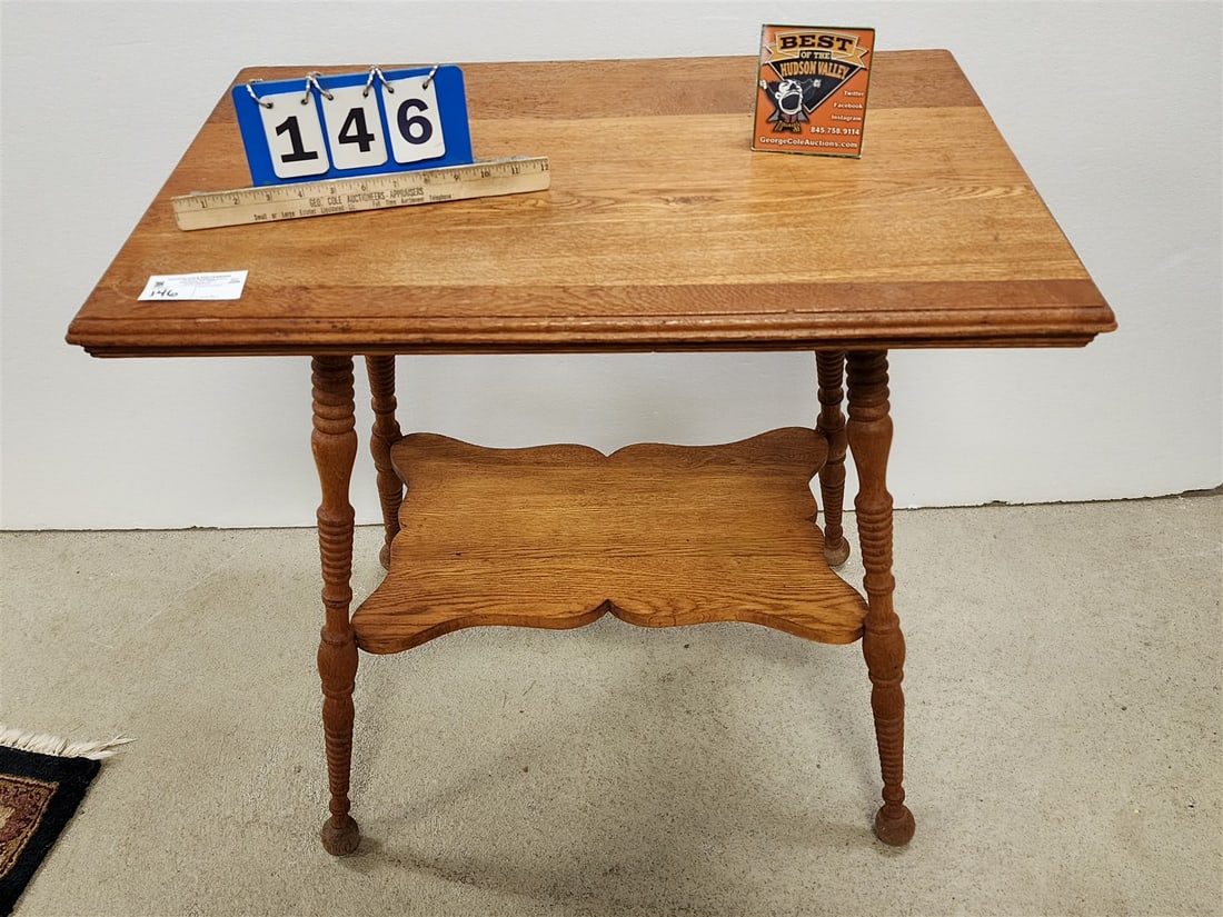 OAK 2 TIER TABLE 30"H X 30"W X 20"D (1 of 3)