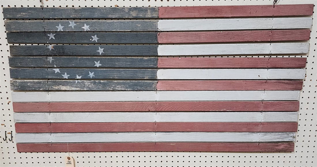 FOLK ART SLAT AMERICAN FLAG 24 1/2" X 48 1/2" (1 of 2)