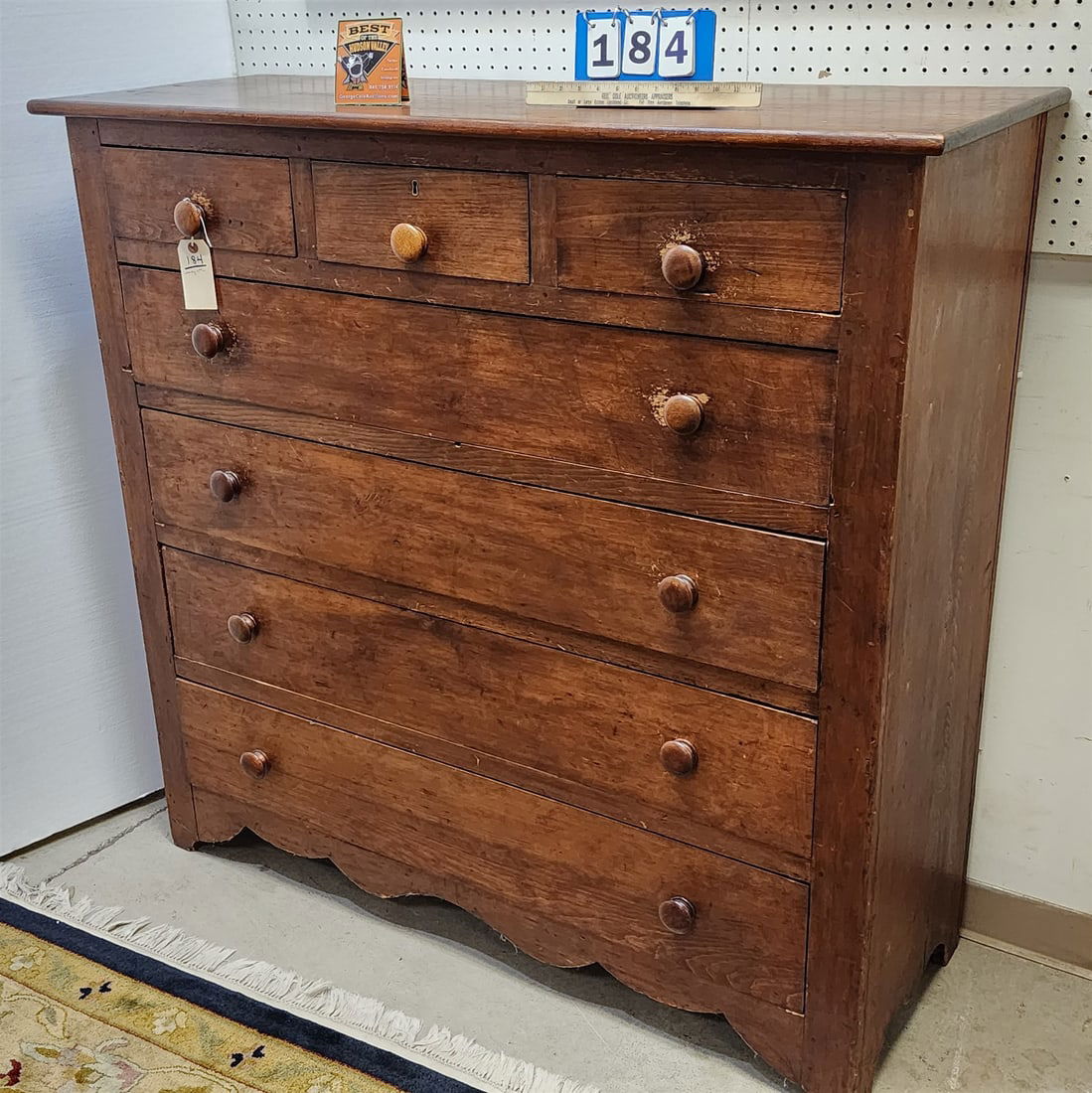 EARLY 19TH C 7 DRAWER CHEST 50"W X 52"W X 18 3/4"D (1 of 6)