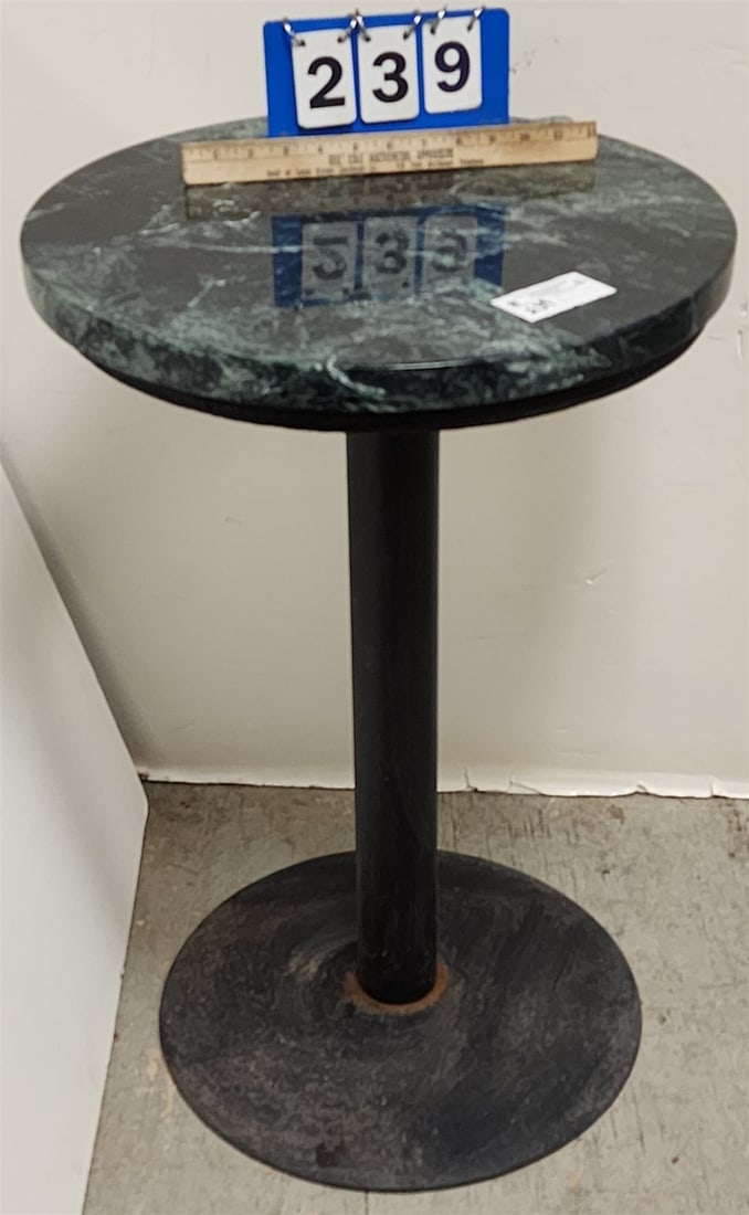 METAL PED BASE MARBLE TOP TABLE 29"H X 19 1/2" DIAM (1 of 6)