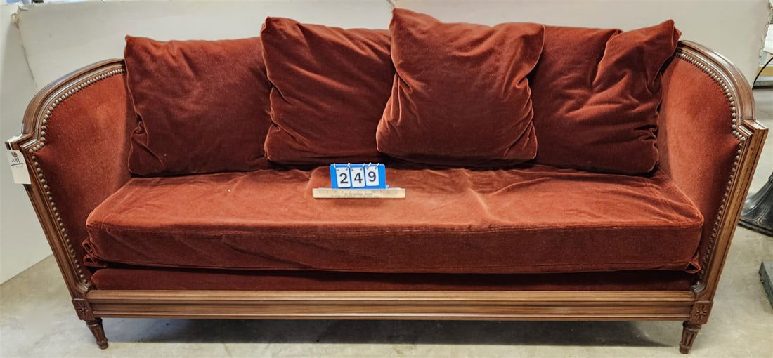 FR DAYBED W/ LEATHER UPHOLS ENDS AND MOHAIR UPHOLS 34"H X 80"W X 33"D (1 of 7)