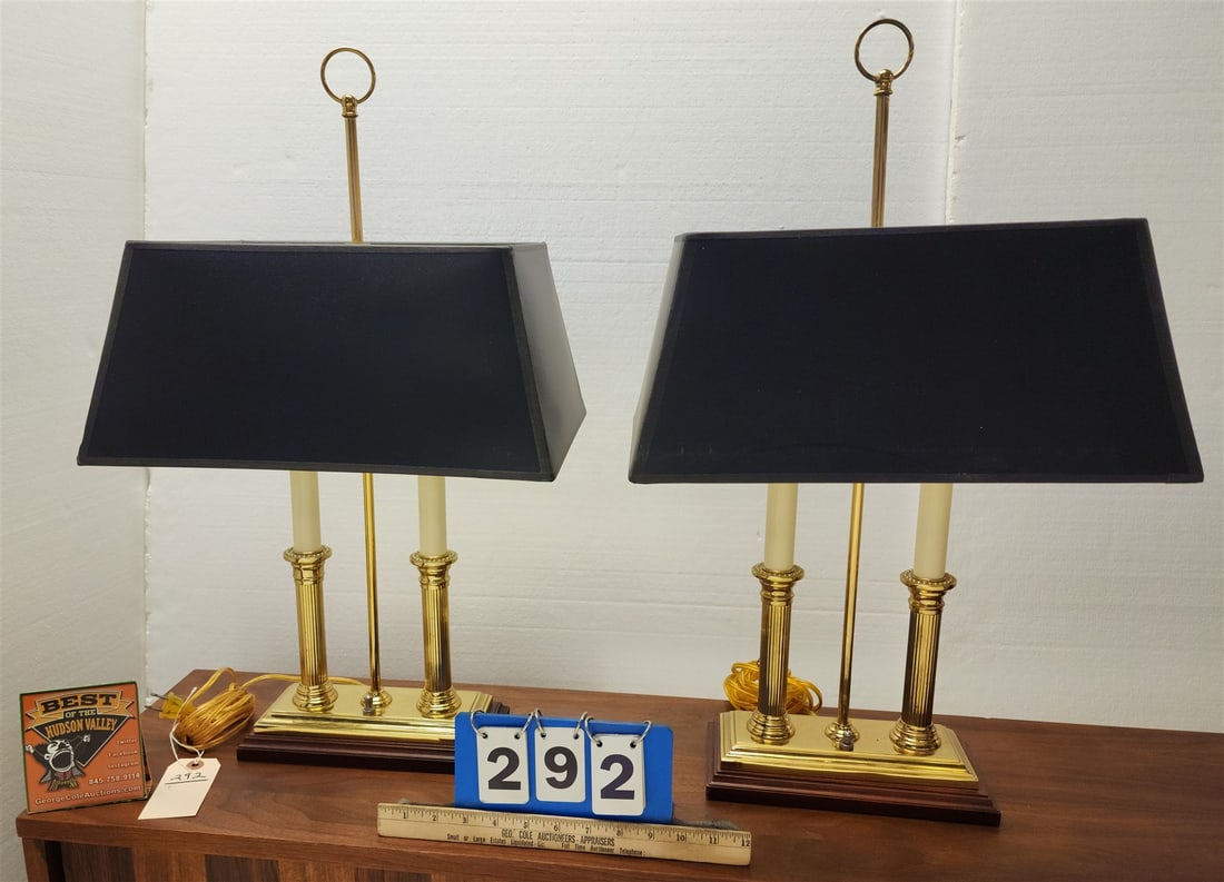 PR BRASS DOUBLE CANDLESTICK TABLE LAMPS 25" (1 of 3)