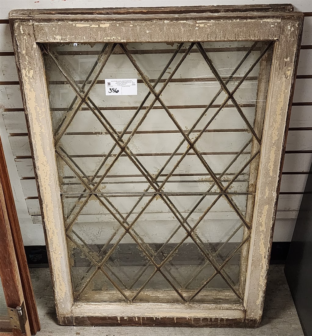PR. LEADED GLASS SASHES 3' X 24" EA: PR. LEADED GLASS SASHES 3' X 24" EA