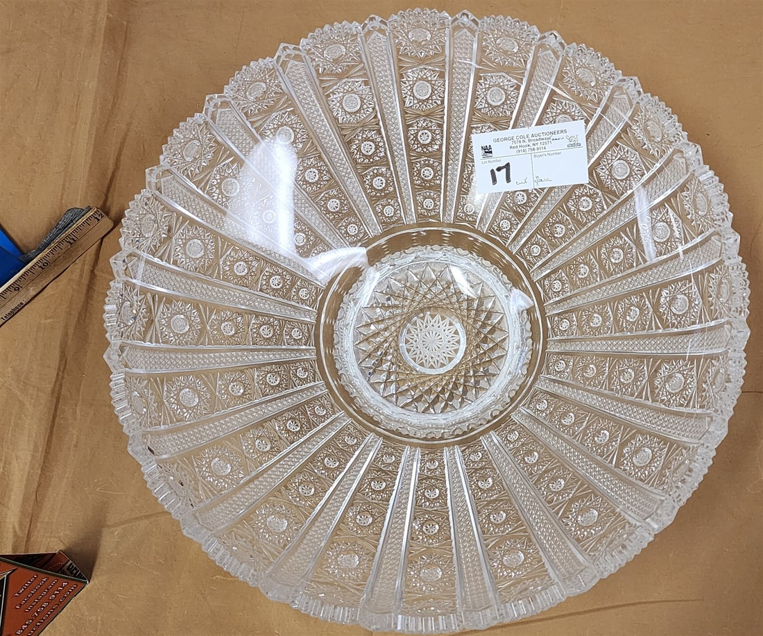 cut glass bowl: cut glass bowl H-5 1/2" W-14" diam L-