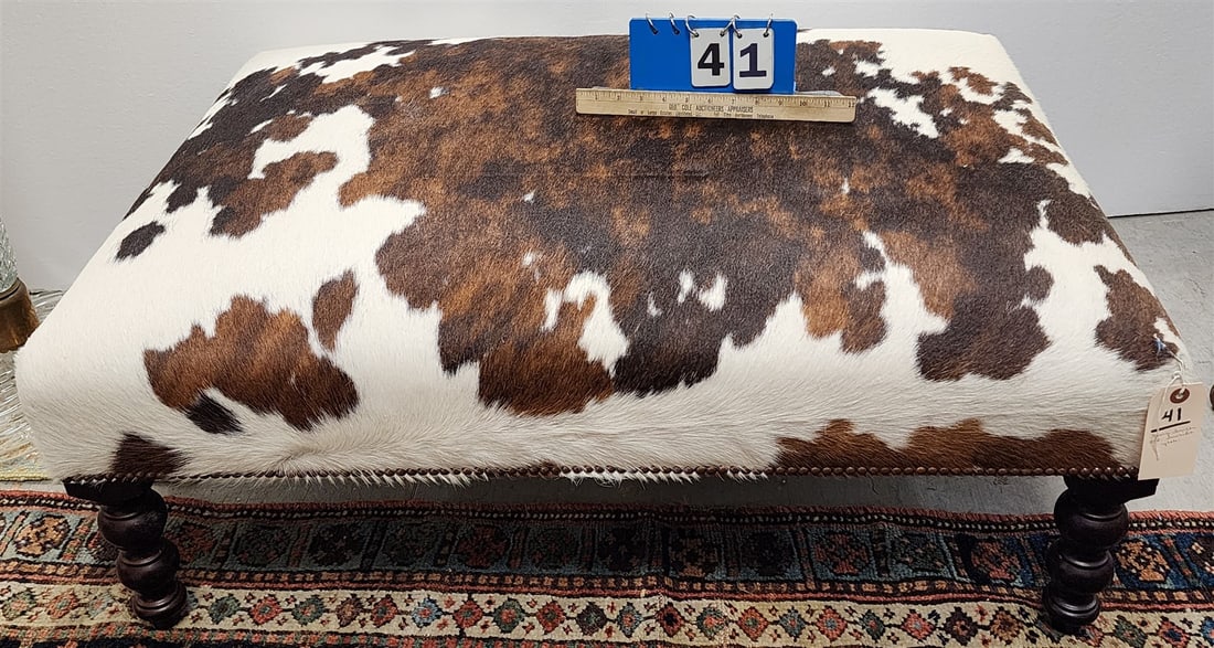 George Smith Ltd England,cowhide uphols ottoman (1 of 6)
