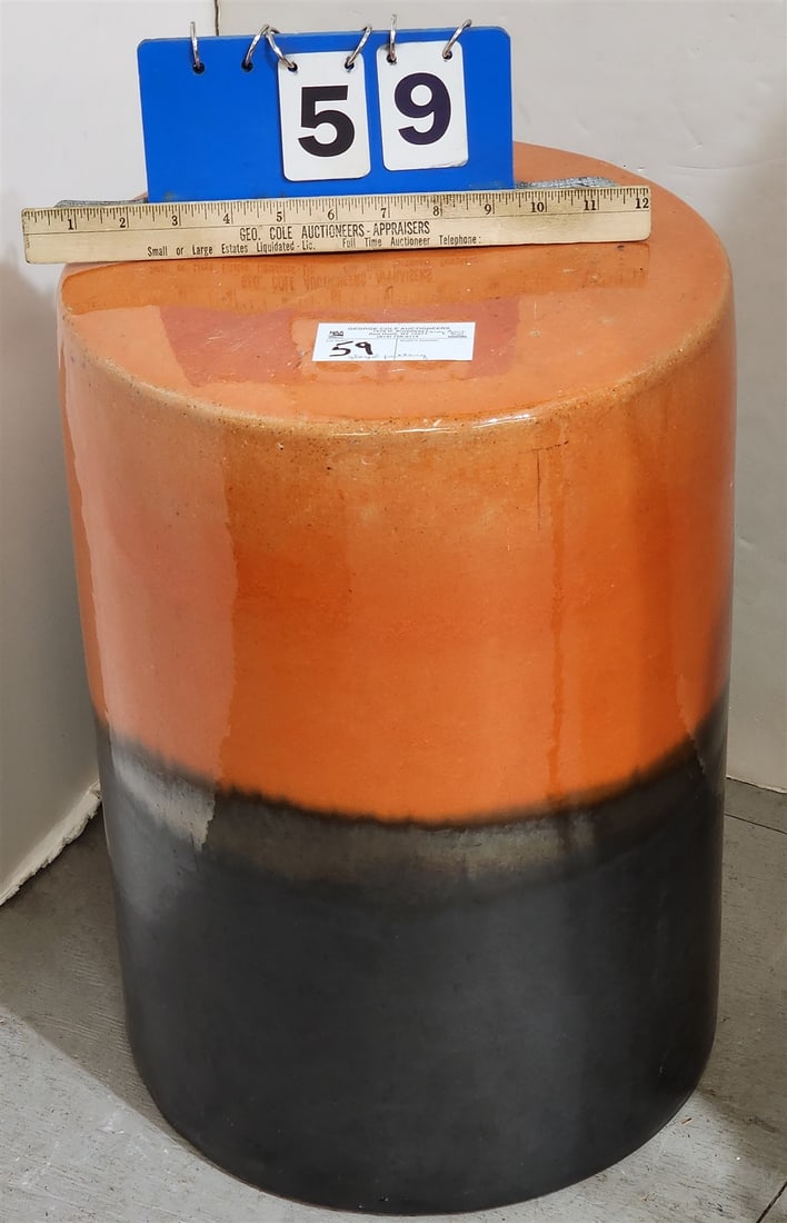 glazed pottery garden seat (1 of 3)