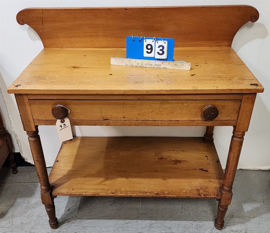 19th c pine 1 drawer wash stand (1 of 2)