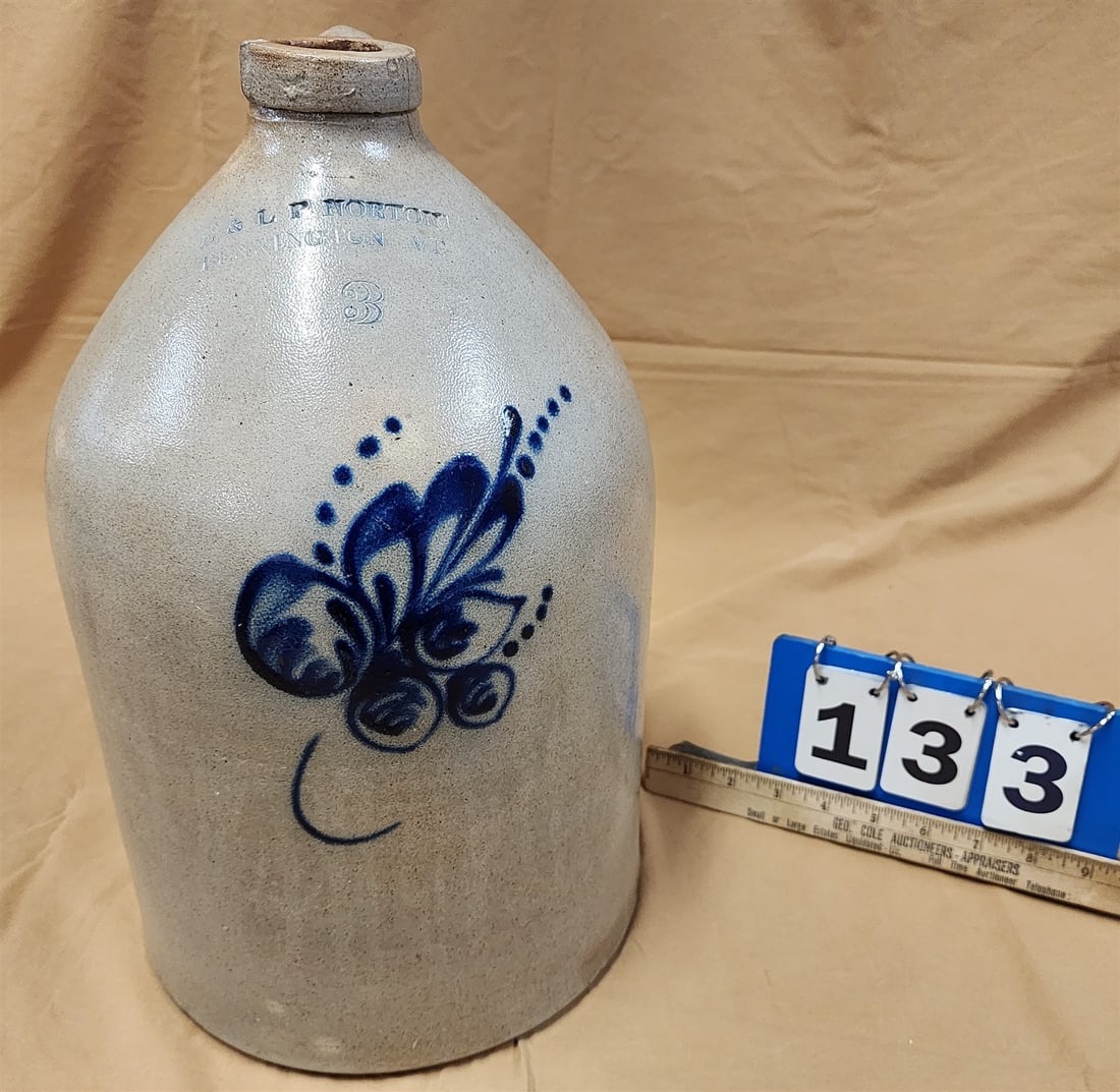 stoneware 3 gal clue doc jug E+L.P. Norton Bennington VT (1 of 2)