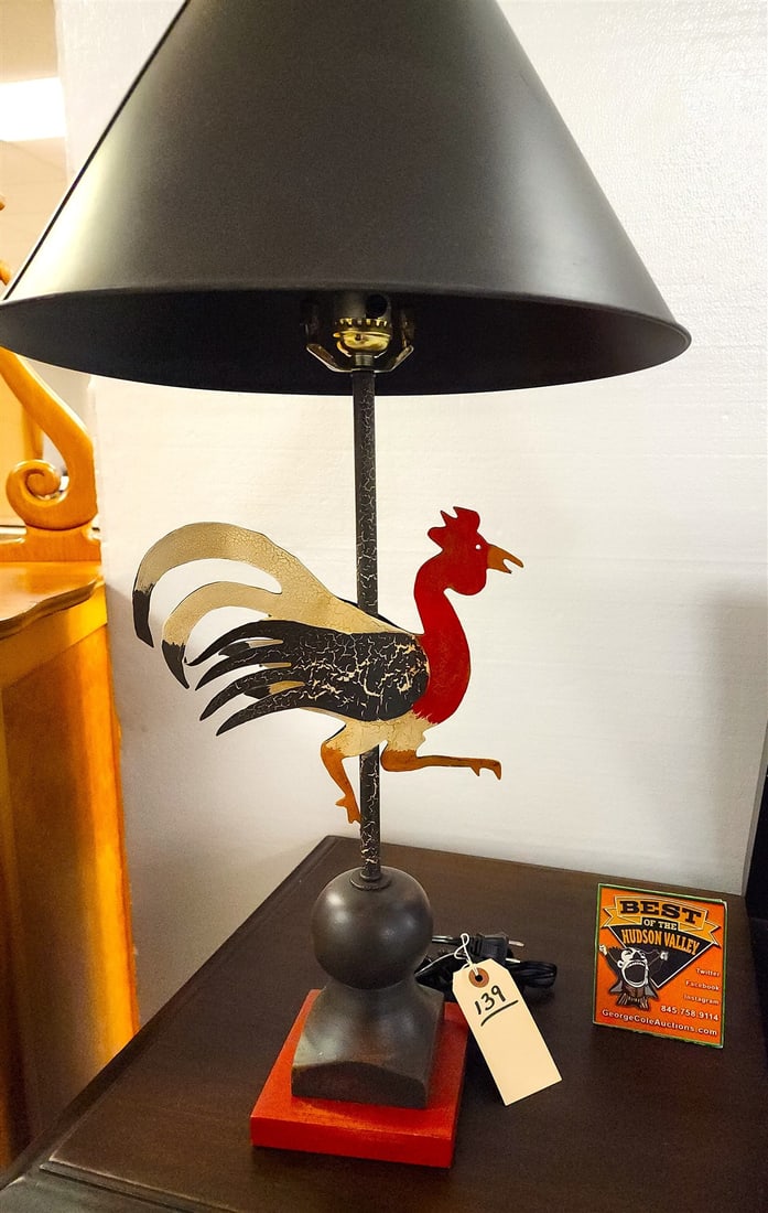 Rooster Lamp: metal frame mirror H- W- L-