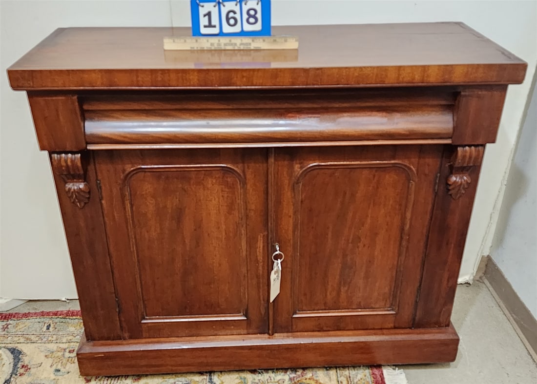 Empire mahog 1 drawer over 2 door server: Empire mahog 1 drawer over 2 door server H-36 1/2" W-41 10/4" L-16"