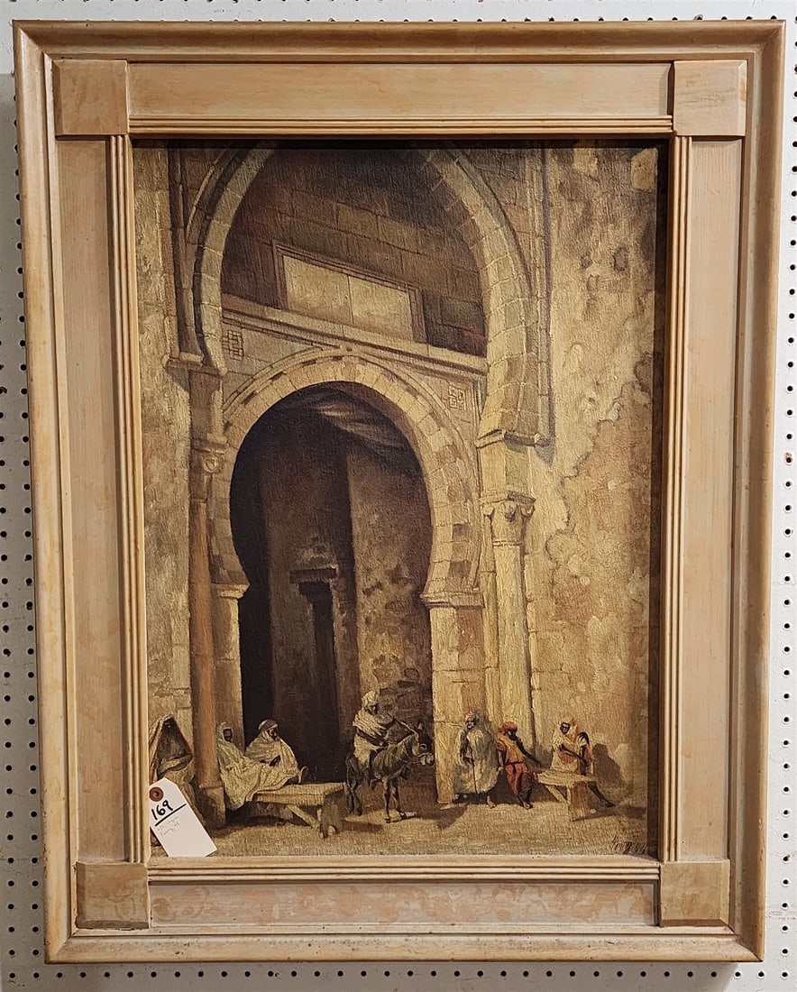 framed o/c Mid East market scene sgnd Perry '44 (1 of 3)