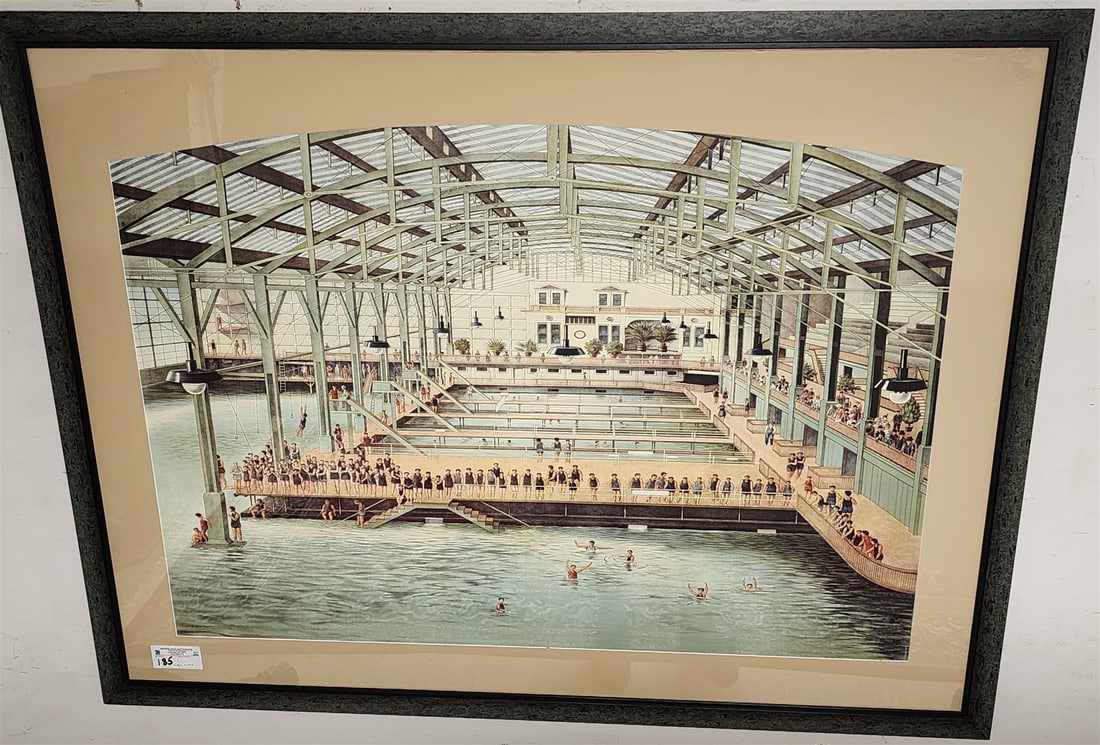 framed litho Sutro bathe: framed litho Sutro bathe H-28 1/2" W-48" L-