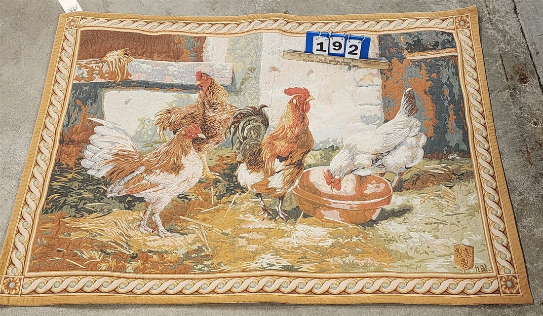 Tapisserie d' Halluin of chickene made in France: Tapisserie d' Halluin of chickene made in France H-35 1/2" W-50" L-