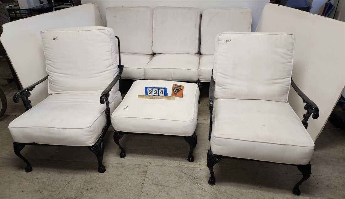 wrought sofa 6', pr arm chairs and ottoman (1 of 5)