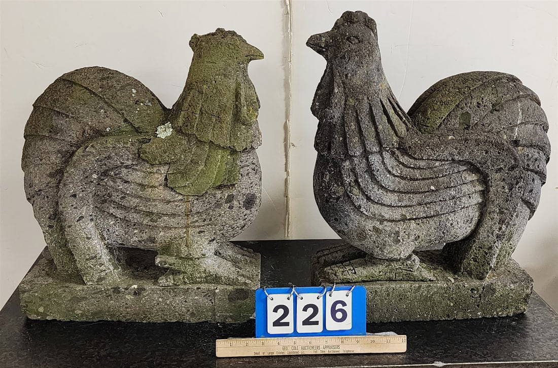 Pr Cast Cement Roasters Auction