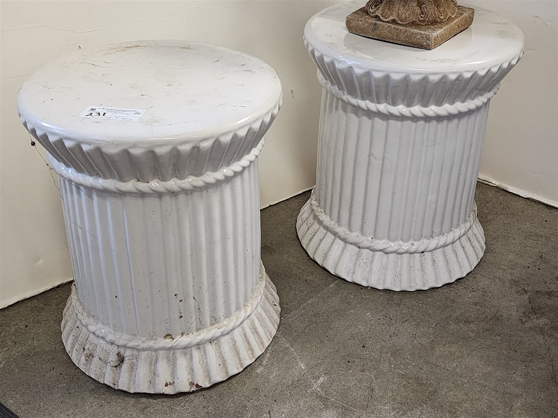 pr glazed pottery garden seats made in Spain: pr glazed pottery garden seats made in Spain H-16 1/2" W-14" diam L-