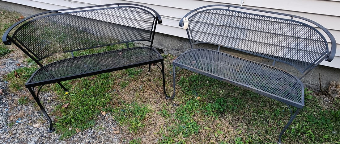 lot 2 wrought benches: lot 2 wrought benches H- W- L-