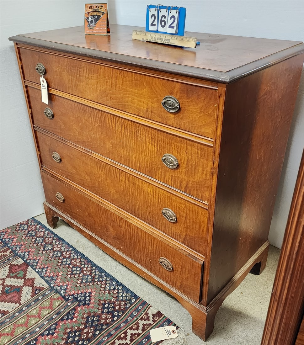 tiger maple 4 drawer chest (1 of 2)