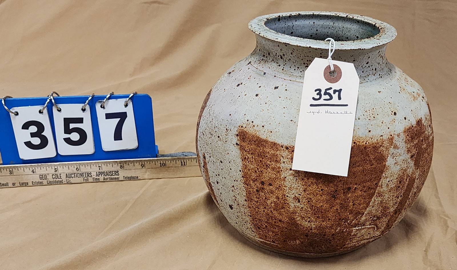 pottery vase by Hasselle: pottery vase by Hasselle H- W- L-