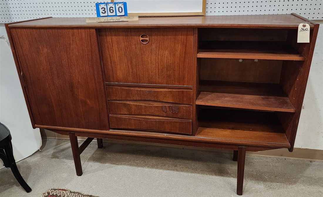 mid century teak cabinet w/ fall front desk (1 of 5)