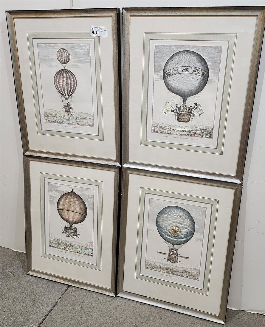 set 4 framed hot air balloon prints (1 of 6)