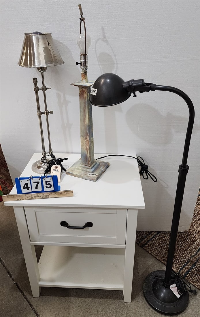 lot 3 lamps- adjustable floor lamp, 2 table lamps (1 of 3)
