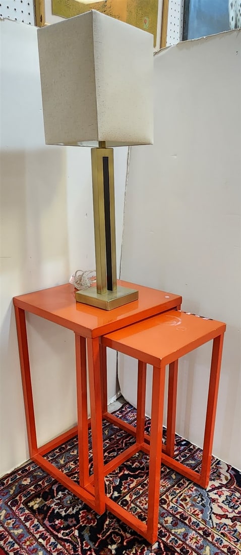 nest 2 metal base tables: nest 2 metal base tables H-27" W-16 1/2" sq L-