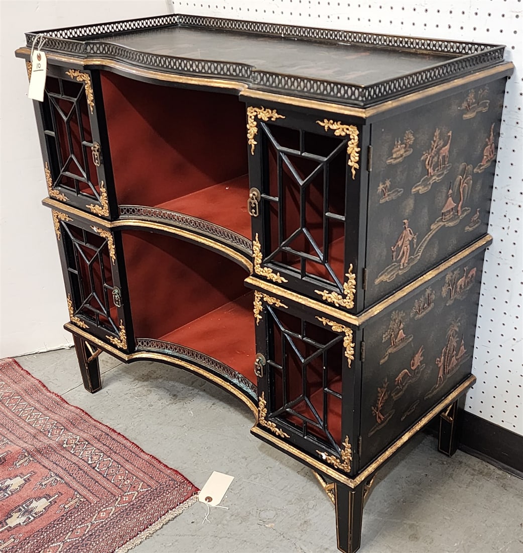 Chinoisserie 4 Door Cabinet 34 1/2"H X 35"W X 17 1/2"D: Chinoisserie 4 Door Cabinet 34 1/2"H X 35"W X 17 1/2"D