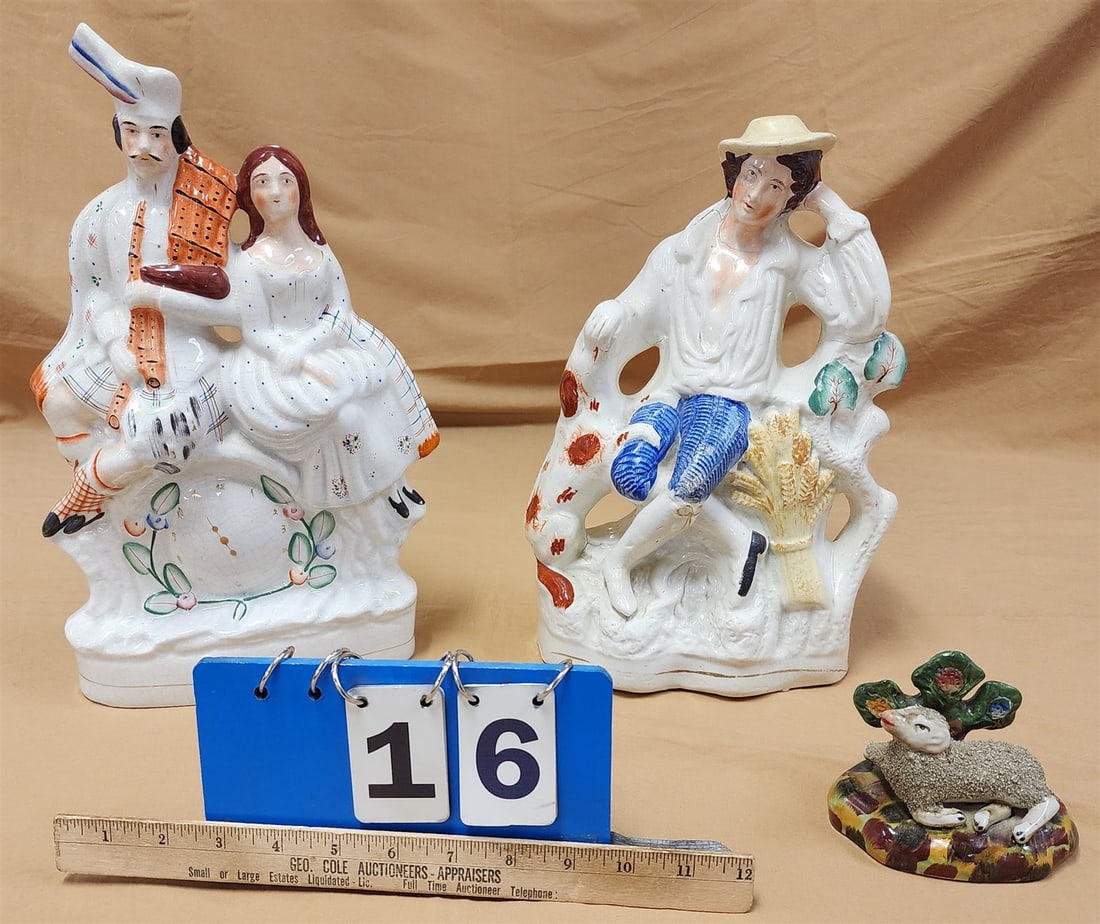 Tray Staffordshire Figurines 14 1/2", 13" And 3 1/2" (1 of 4)