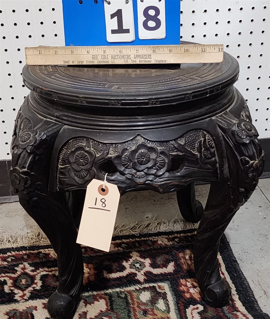 Chinese Carved Stand 15"H X 15" Diam: Chinese Carved Stand 15"H X 15" Diam