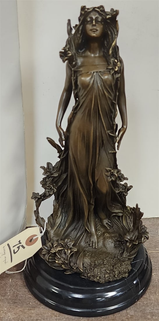Art Nouveau Bronze Of A Woman Sgnd Nick 12": Art Nouveau Bronze Of A Woman Sgnd Nick 12"