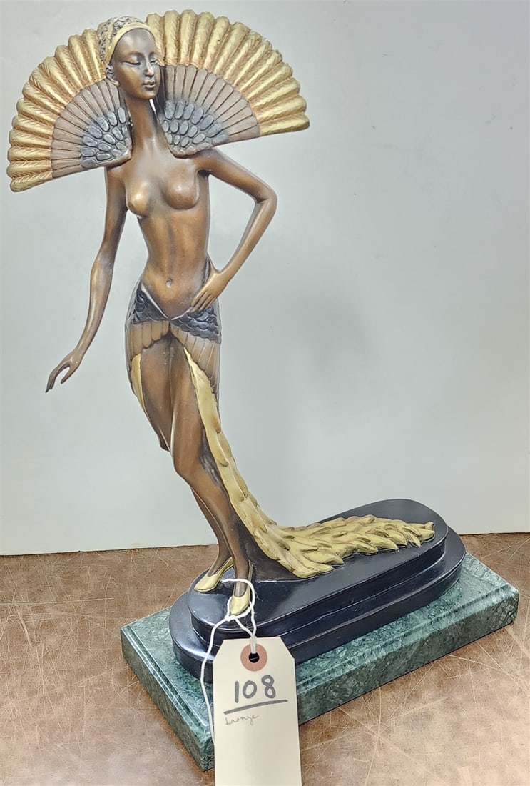 Deco Bronze Figure Unsgnd 16 1/4": Deco Bronze Figure Unsgnd 16 1/4"