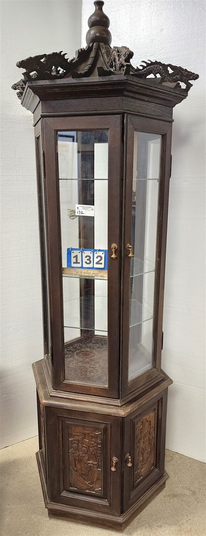 Asian Pagoda Hexagonal Display Case 80"H X 24" Diam (1 of 9)