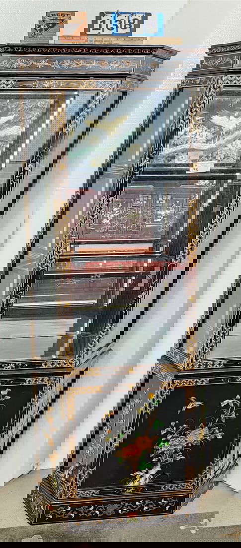 Asian Lacquer 2 Display Cabinet 72 1/2"H X 31"W X 16 1/2"D (1 of 9)