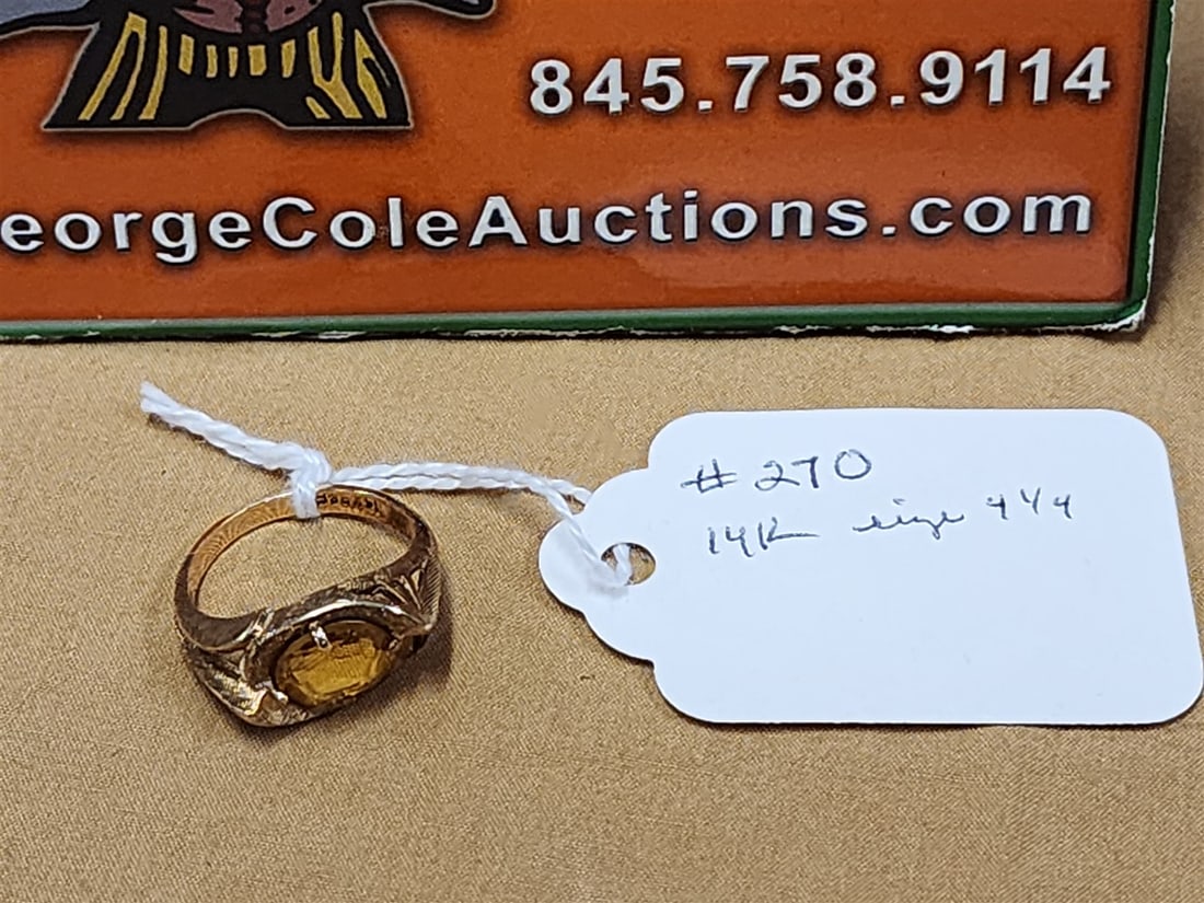 14K Ring W/ Amber Stone Size 4 1/4 (1 of 5)