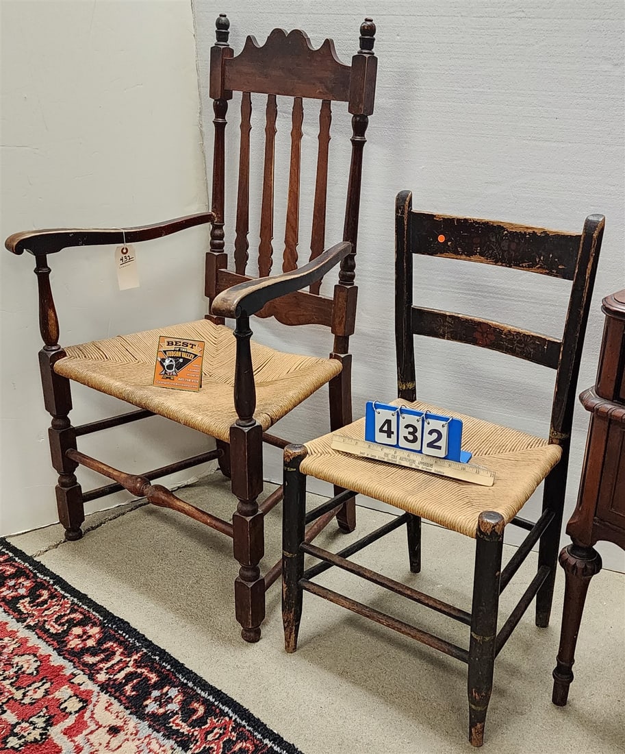 Lot 2 Rush Seat Chairs (1 of 2)