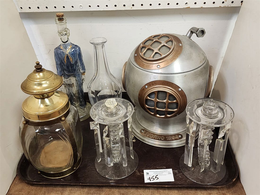 Tray Livorno Diving Bell Helmet Ice Bucket Orrefors Decanter, Pr. Candlesticks Lantern Shaped (1 of 4)