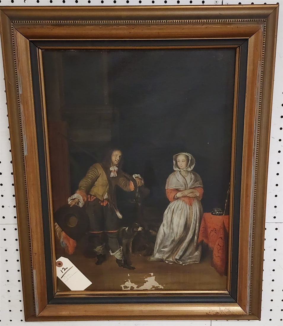 Framed 19th C O/C Interior Sgnd On Back 21 1/2" X 15 3/4" (1 of 10)