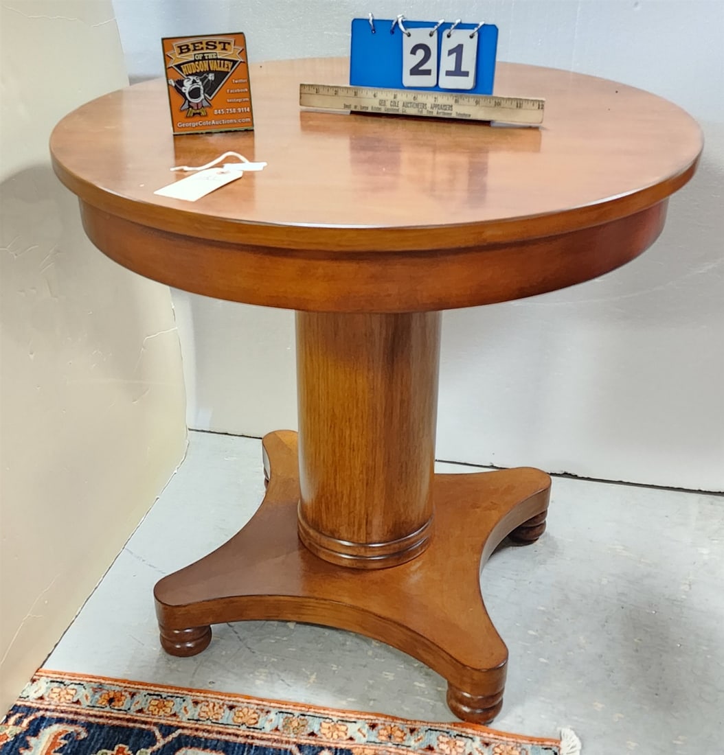 Empire Style Mahog Ped Base Table 28 1/2"H X 30" Diam (1 of 5)