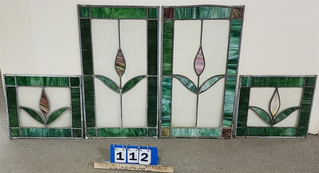 Bx 4 Pc Leaded Glass Panels 2-21 1/2" X 12" + 2-11" X 12": Bx 4 Pc Leaded Glass Panels 2-21 1/2" X 12" + 2-11" X 12"