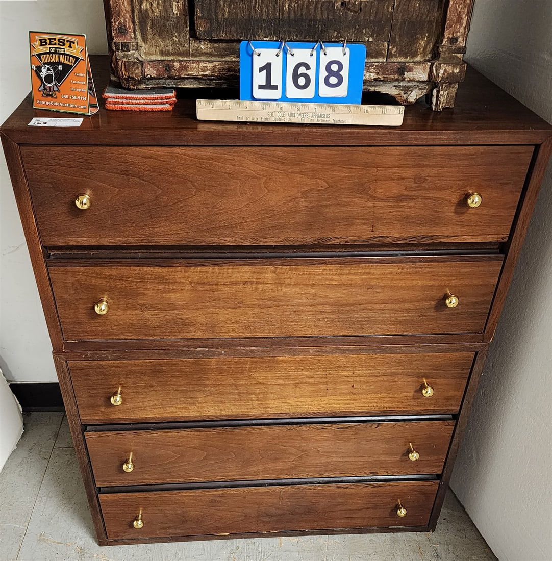 Mid Century Distinctive Furn By Stanley Walnut Stack Of 2 Chests 5 Drawers 38"H X 32"W X 18"D (1 of 3)